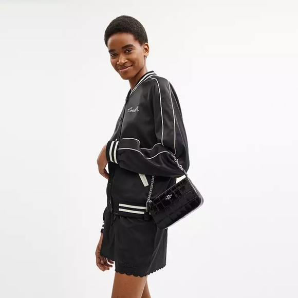 New!☪️ Coach Black Croc-Patterned Nolita 19 - Picture 2 of 7